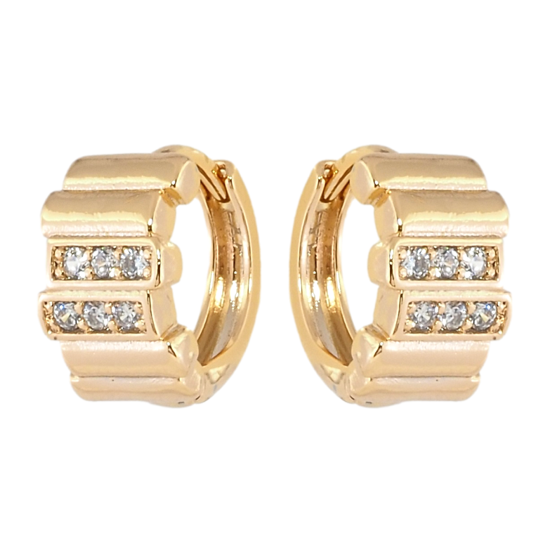 Серьги Xuping Позолота 18K колечки Узор с дорожками циркония фото №1