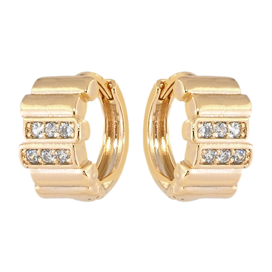 Серьги Xuping Позолота 18K колечки Узор с дорожками циркония фото №1