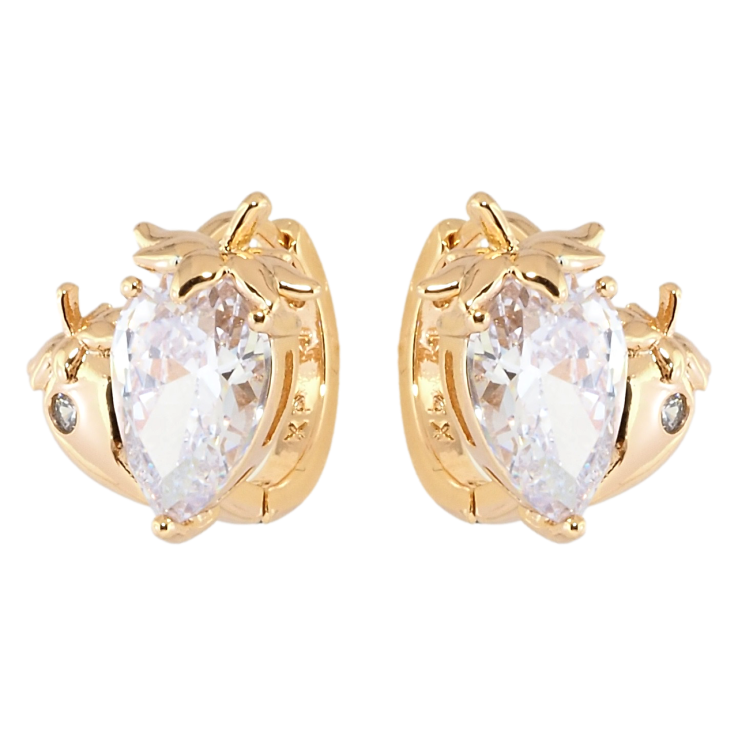 Сережки Xuping Позолота 18K колечка Кришталеві полунички фото №8 Сережки Xuping Позолота 18K колечка Кришталеві полунички фото №8