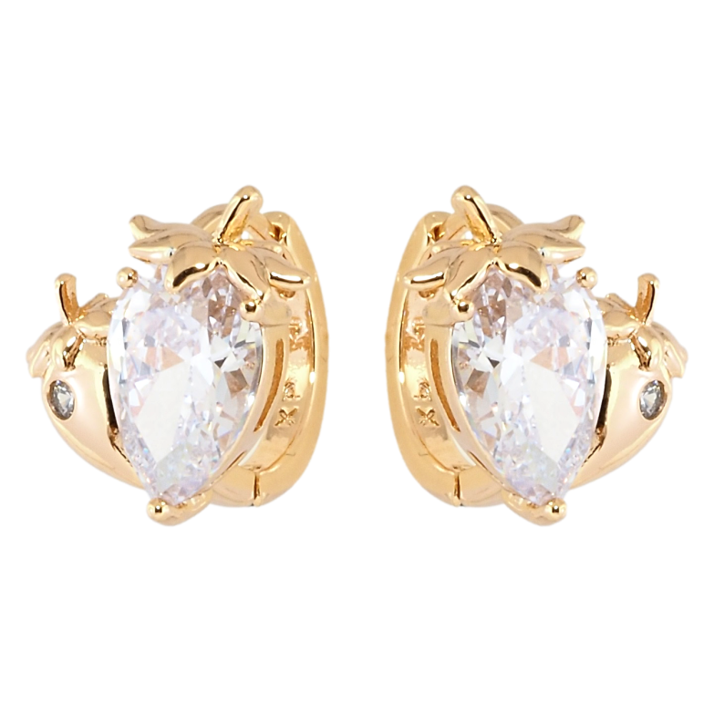 Серьги Xuping Позолота 18K колечки Кристальные клубнички фото №1