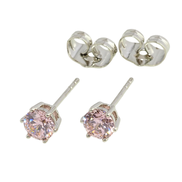 Серьги Xuping Родий пусеты Розовый фианит в 6-ти крапановой оправе ø 5мм фото №14 Серьги Xuping Родий пусеты Розовый фианит в 6-ти крапановой оправе ø 5мм фото №14