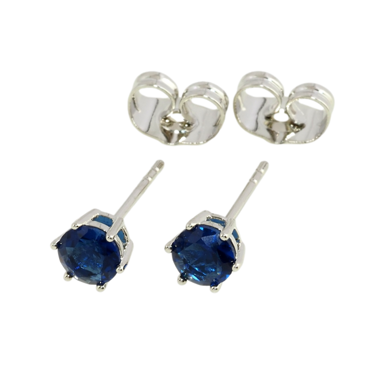 Серьги Xuping Родий пусеты Синий фианит в 6-ти крапановой оправе ø 5мм фото №8