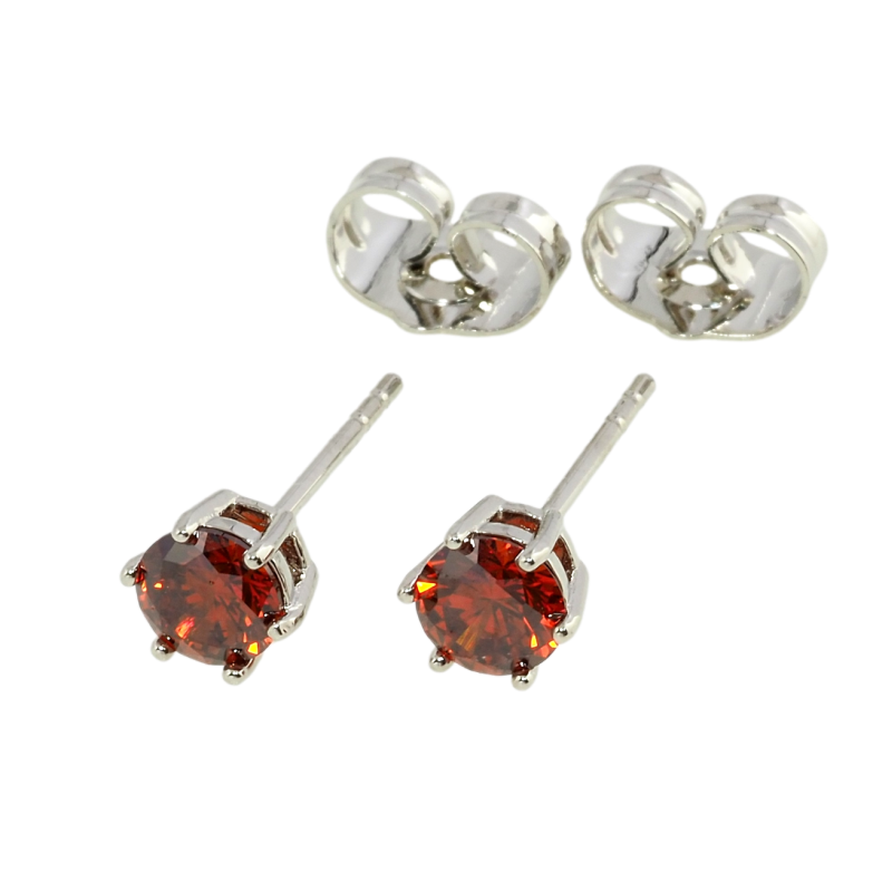 Сережки Xuping Родій пусети Червоний фіаніт у 6-ти крапановій оправі ø 5мм фото №1 Сережки Xuping Родій пусети Червоний фіаніт у 6-ти крапановій оправі ø 5мм фото №1