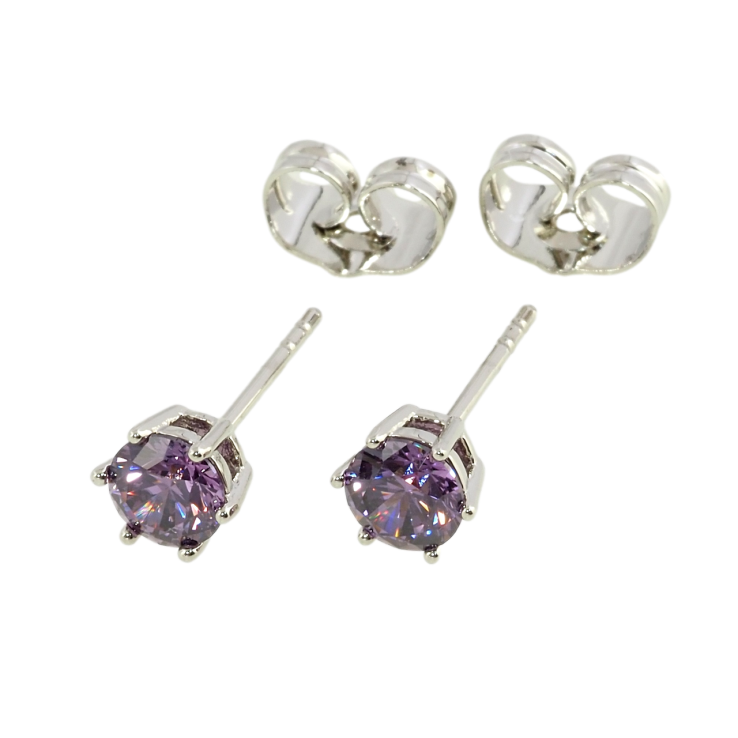 Серьги Xuping Родий пусеты Сиреневый фианит в 6-ти крапановой оправе ø 5мм фото №24 Серьги Xuping Родий пусеты Сиреневый фианит в 6-ти крапановой оправе ø 5мм фото №24