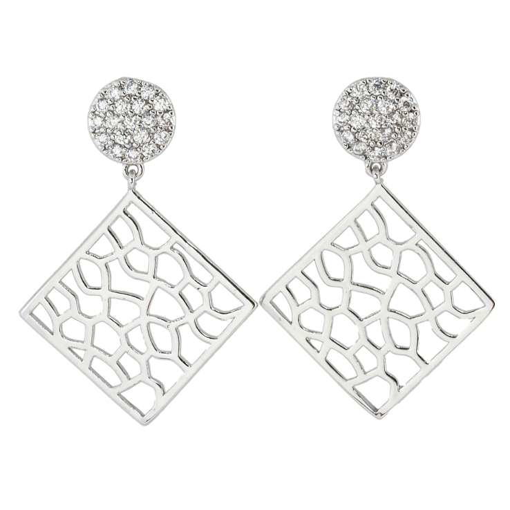 Серьги Xuping Родий пусеты Ромбовые подвески фото №13 Серьги Xuping Родий пусеты Ромбовые подвески фото №13