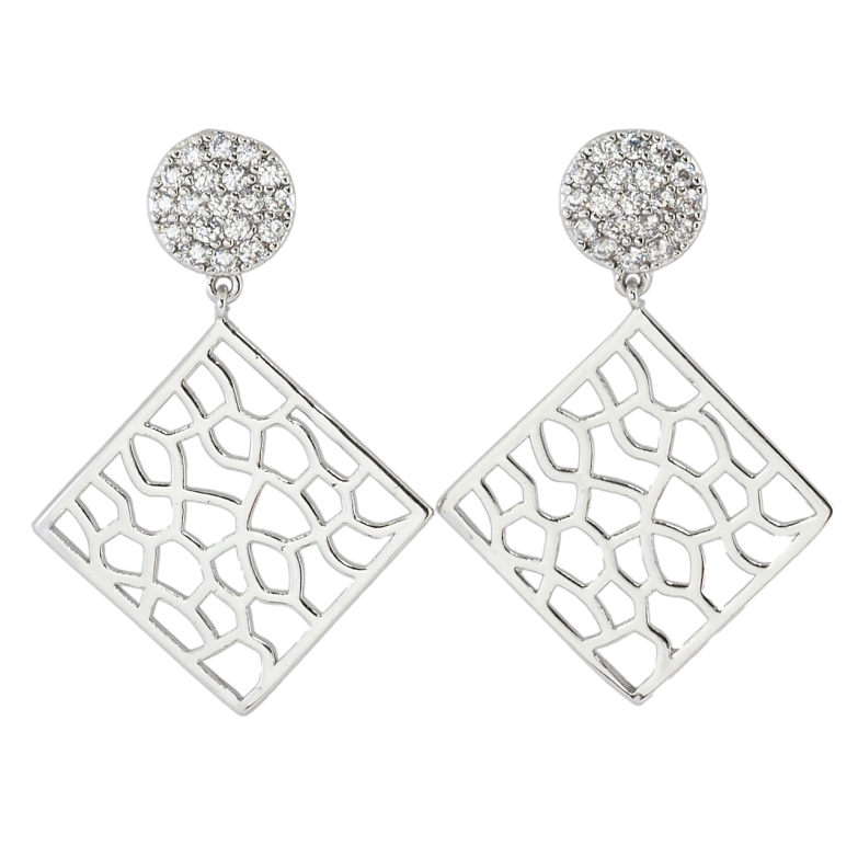 Серьги Xuping Родий пусеты Ромбовые подвески фото №2 Серьги Xuping Родий пусеты Ромбовые подвески фото №2
