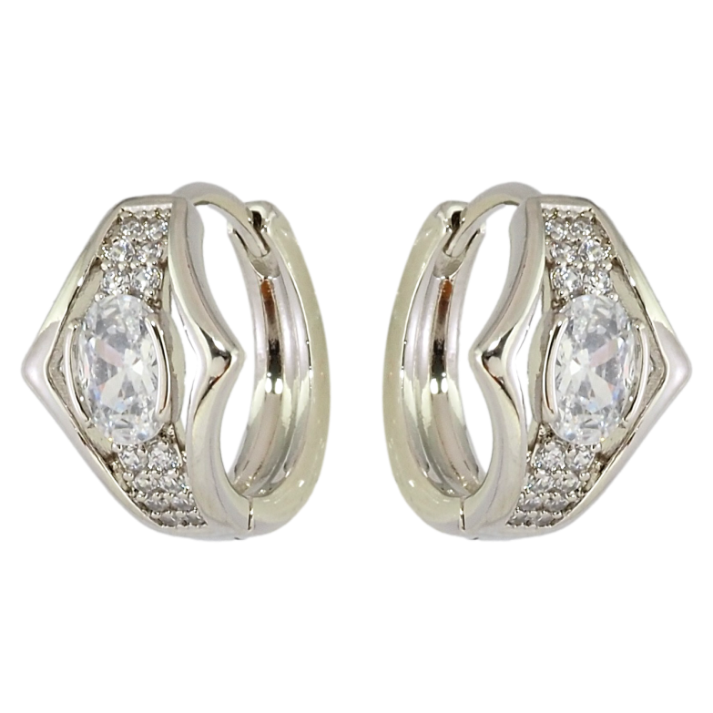 Сережки Xuping Родій колечка Ромбовий візерунок з цирконієм фото №1 Сережки Xuping Родій колечка Ромбовий візерунок з цирконієм фото №1