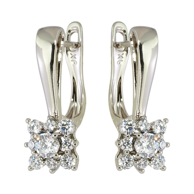 Серьги Xuping Родий английский замок Кристальные цветочки фото №2