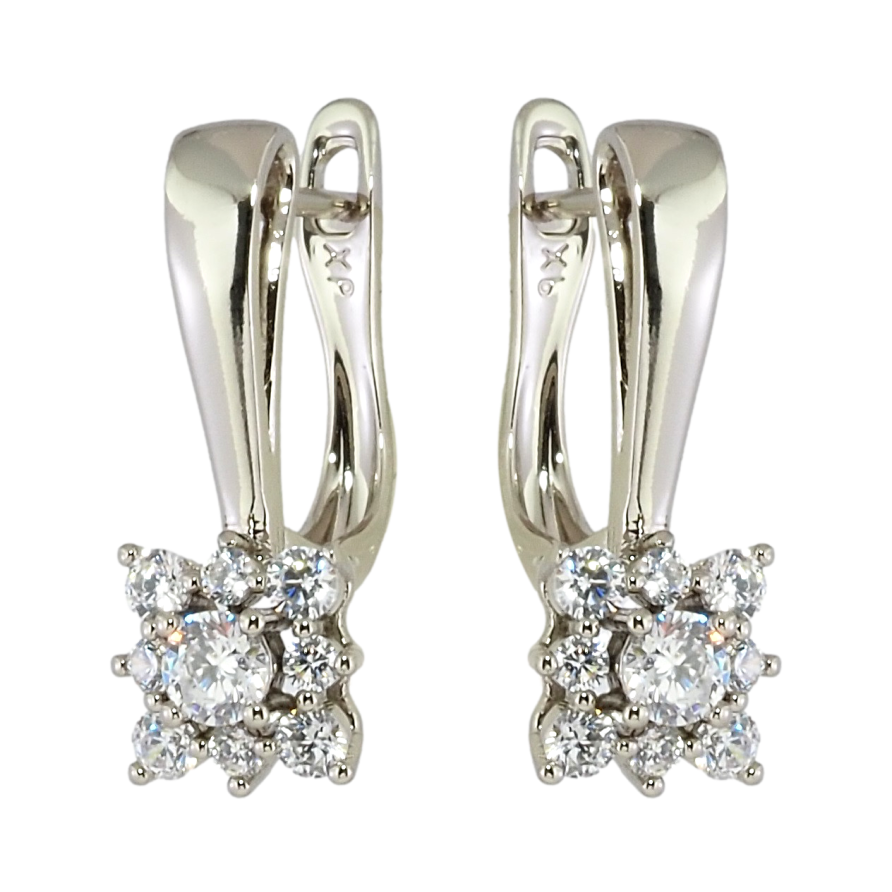 Серьги Xuping Родий английский замок Кристальные цветочки фото №1