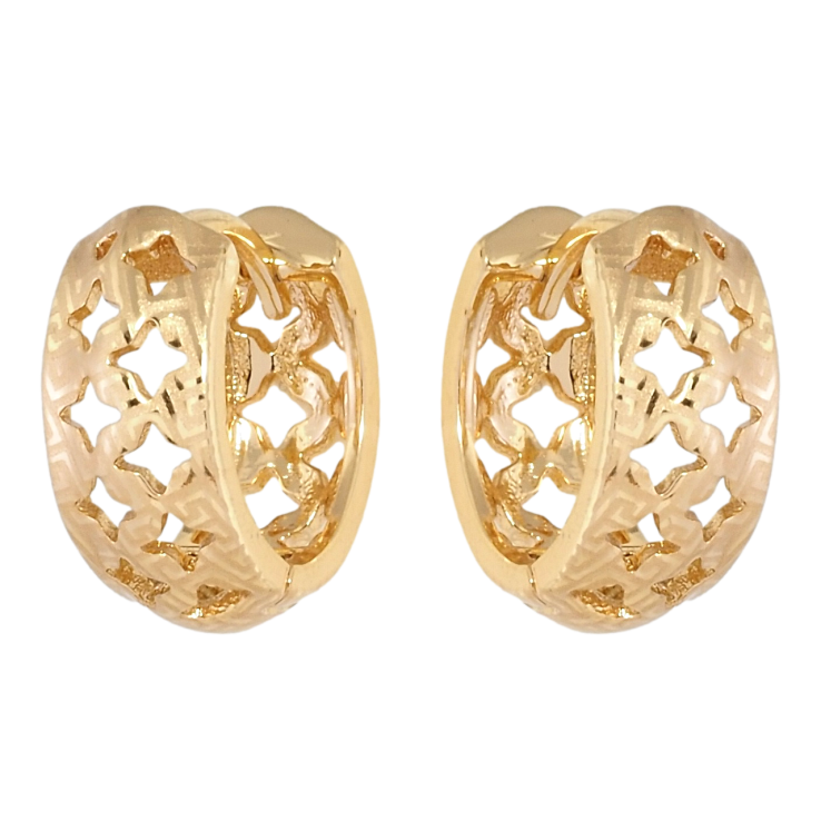 Сережки Xuping Позолота 18K колечка Орнамент ромбові вирізи з напиленням фото №5 Сережки Xuping Позолота 18K колечка Орнамент ромбові вирізи з напиленням фото №5