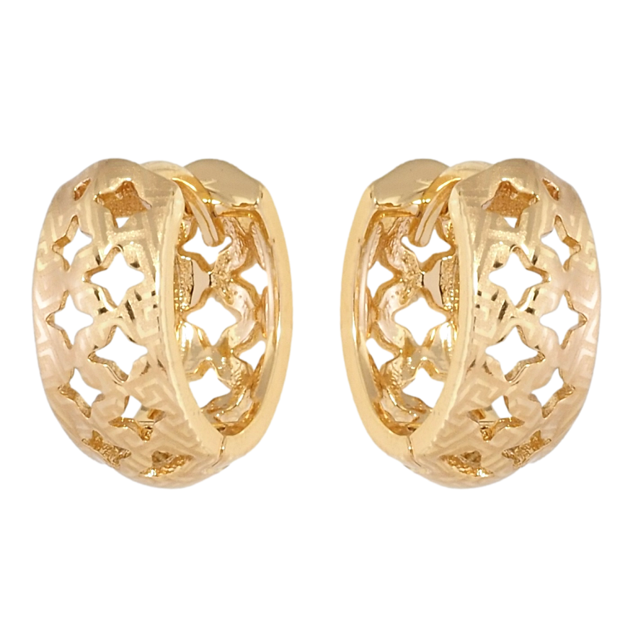 Сережки Xuping Позолота 18K колечка Орнамент ромбові вирізи з напиленням фото №1