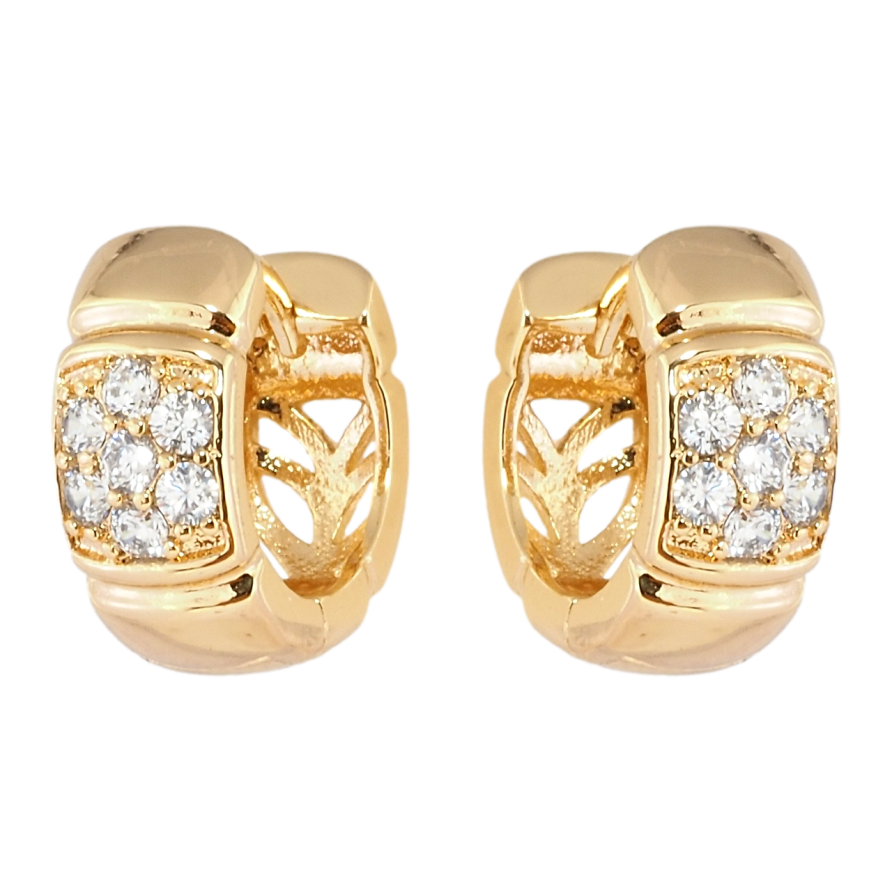 Серьги Xuping Позолота 18K колечки Узор цветок цирконий фото №1