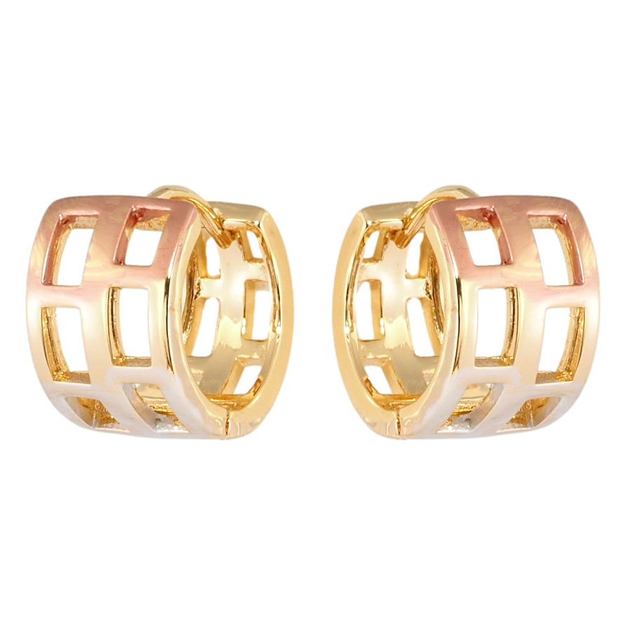 Сережки Xuping Позолота 18K колечка Різний орнамент з профарбуванням срібною та червоною емаллю фото №1 Сережки Xuping Позолота 18K колечка Різний орнамент з профарбуванням срібною та червоною емаллю фото №1