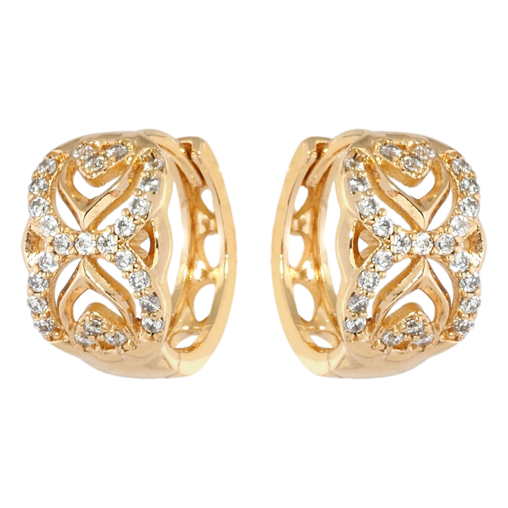 Серьги Xuping Позолота 18K колечки Изящный резной орнамент с цирконием фото №9 Серьги Xuping Позолота 18K колечки Изящный резной орнамент с цирконием фото №9