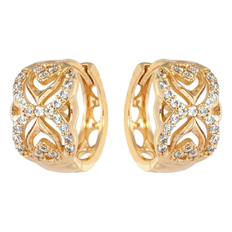 Сережки Xuping Позолота 18K колечка Витончений різьблений орнамент з цирконієм фото №1 Сережки Xuping Позолота 18K колечка Витончений різьблений орнамент з цирконієм фото №1