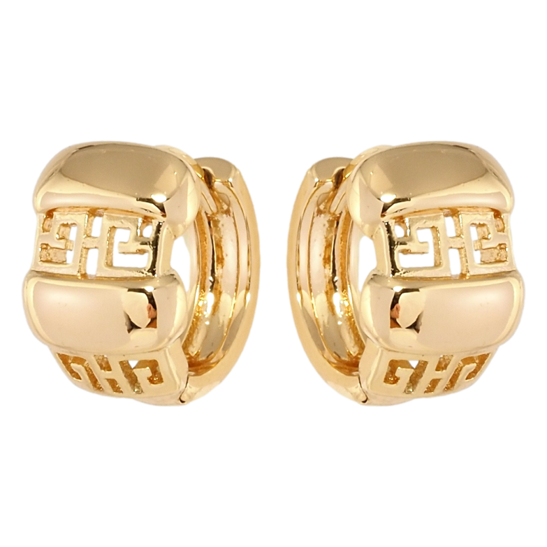 Серьги Xuping Позолота 18K колечки Комбинированный Узор с Вырезами Греческий Орнамент фото №1