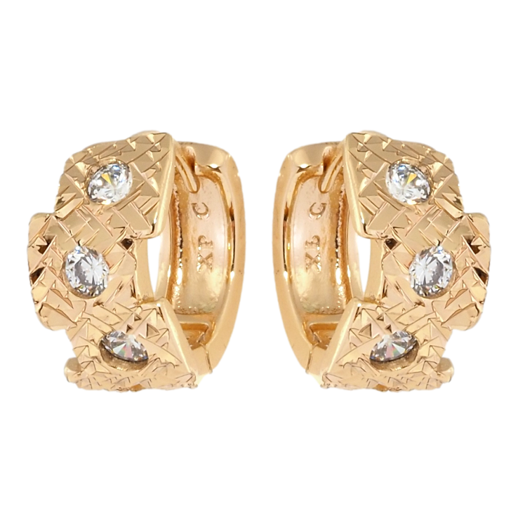 Серьги Xuping Позолота 18K колечки Авангардный орнамент с вставками циркония фото №10 Серьги Xuping Позолота 18K колечки Авангардный орнамент с вставками циркония фото №10