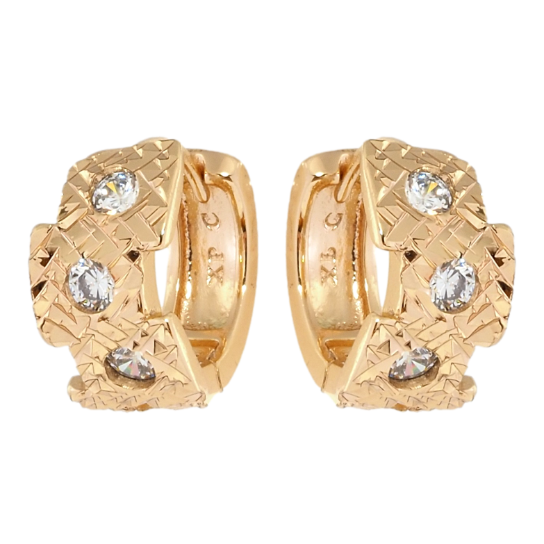 Сережки Xuping Позолота 18K колечка Авангардний орнамент із вставками цирконію фото №1