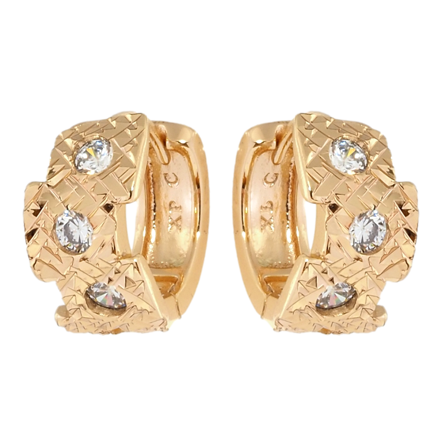 Серьги Xuping Позолота 18K колечки Авангардный орнамент с вставками циркония фото №1