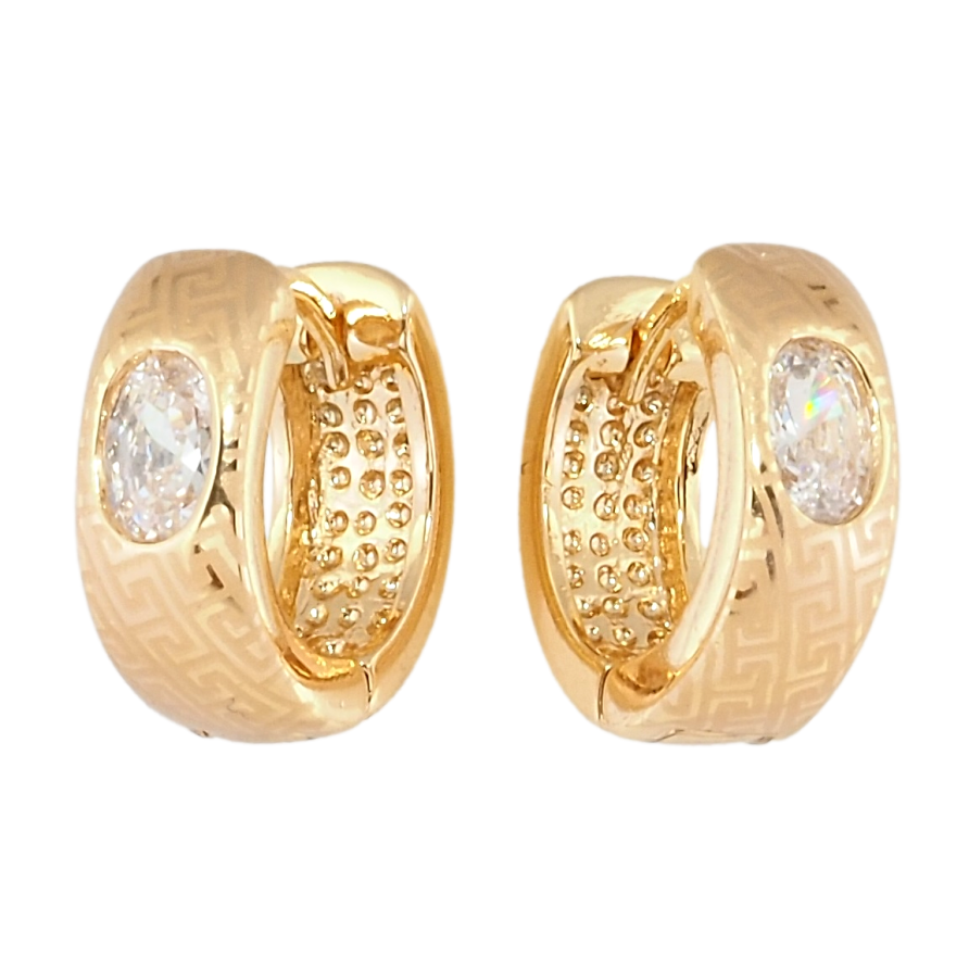 Серьги Xuping Позолота 18K колечки Вставка кристалл с меандровым орнаментом напылением фото №1