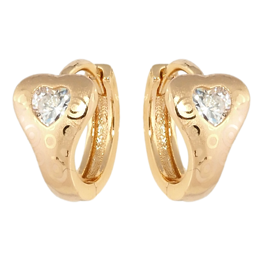 Серьги Xuping Позолота 18K колечки Сердечки с кристаллами и узором напылением фото №1