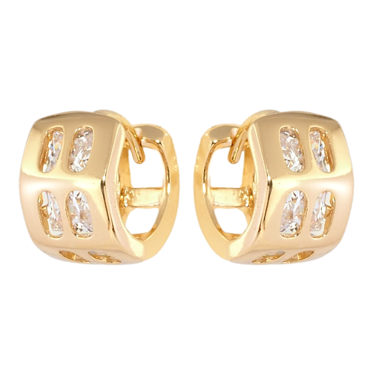 Серьги Xuping Позолота 18K колечки Широкие с вставками циркония фото №25