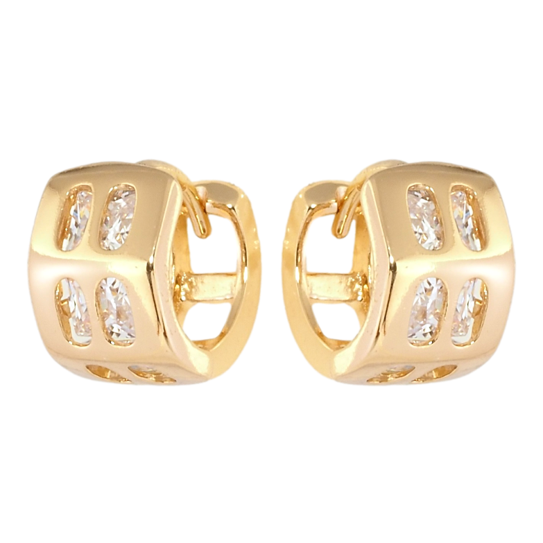 Серьги Xuping Позолота 18K колечки Широкие с вставками циркония фото №1