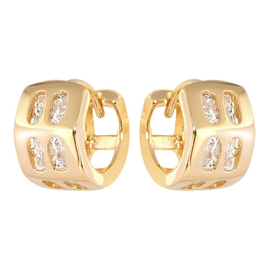 Серьги Xuping Позолота 18K колечки Широкие с вставками циркония фото №1