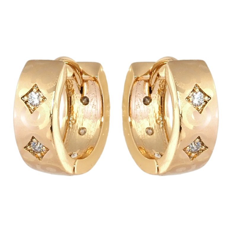 Сережки Xuping Позолота 18K колечка Орнамент ромби з цирконієм фото №1