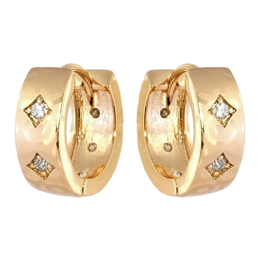 Сережки Xuping Позолота 18K колечка Орнамент ромби з цирконієм фото №1