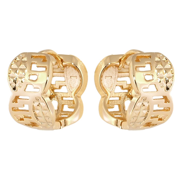 Серьги Xuping Позолота 18K колечки Восьмерки с резным узором фото №18