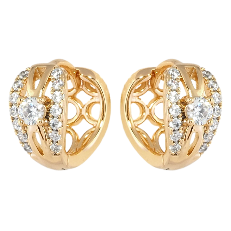 Серьги Xuping Позолота 18K колечки Живописный орнамент с цирконием фото №1