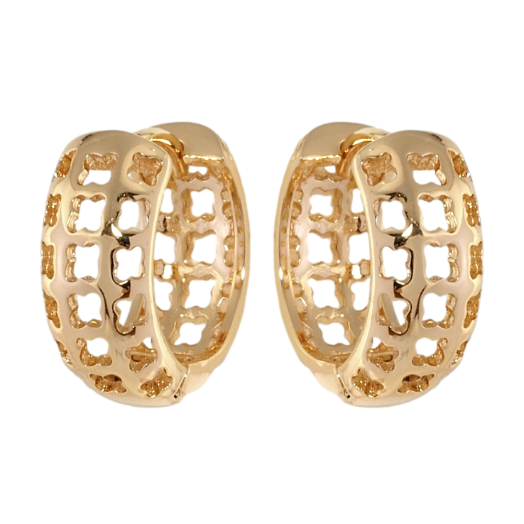 Серьги Xuping Позолота 18K колечки Решетчатый резной орнамент фото №5