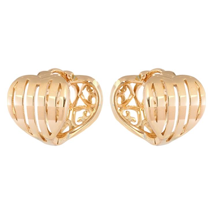 Серьги Xuping Позолота 18K колечки Сердечки полосатые фото №2