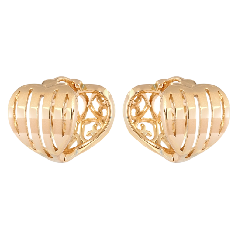 Серьги Xuping Позолота 18K колечки Сердечки полосатые фото №1