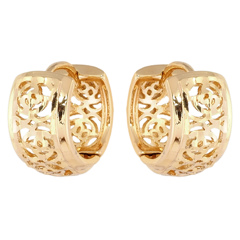 Серьги Xuping Позолота 18K колечки Резной ажурный орнамент фото №1