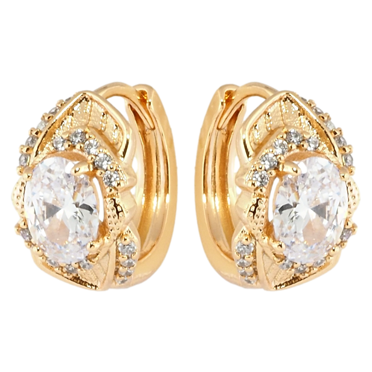 Серьги Xuping Позолота 18K колечки Мистерия с кристаллами фото №7 Серьги Xuping Позолота 18K колечки Мистерия с кристаллами фото №7