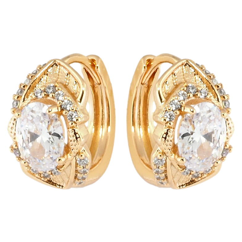 Сережки Xuping Позолота 18K колечка Містерія з кристалами фото №1