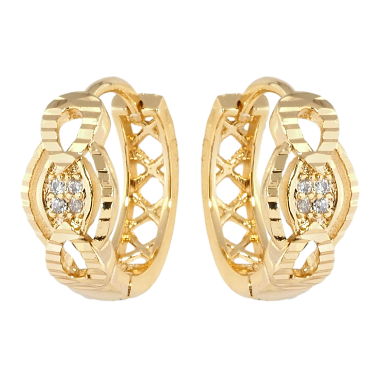 Сережки Xuping Позолота 18K колечка Декоративний орнамент із цирконієм фото №1