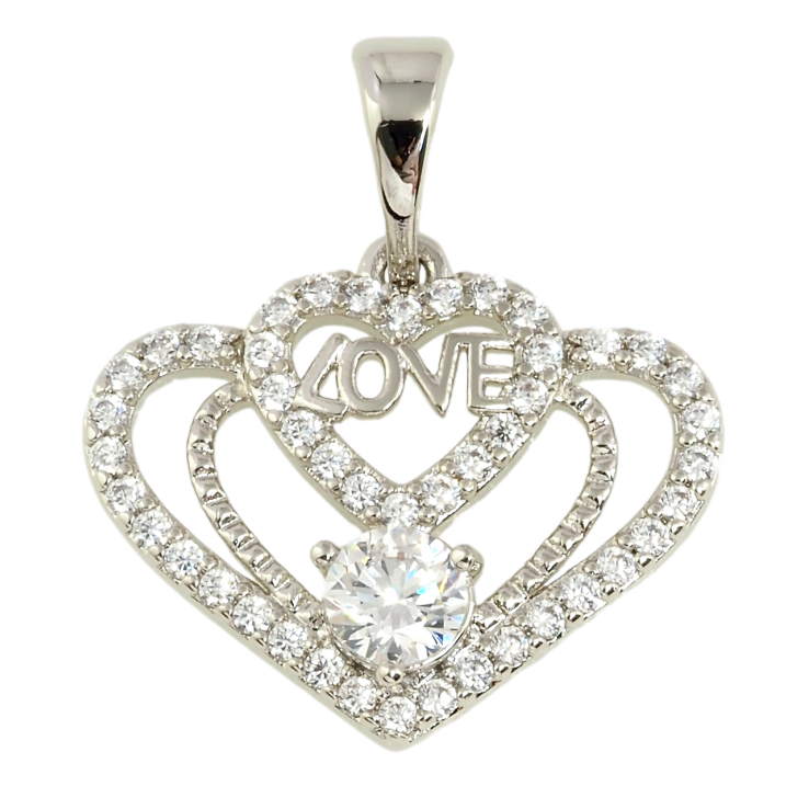 Кулон Xuping Родій Серце інкрустація цирконієм для ланцюжка до 5мм фото №4