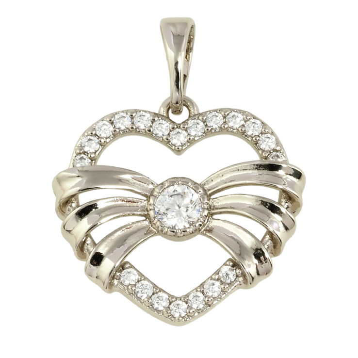 Кулон Xuping Родій Серце з бантом для ланцюжка до 5мм фото №3