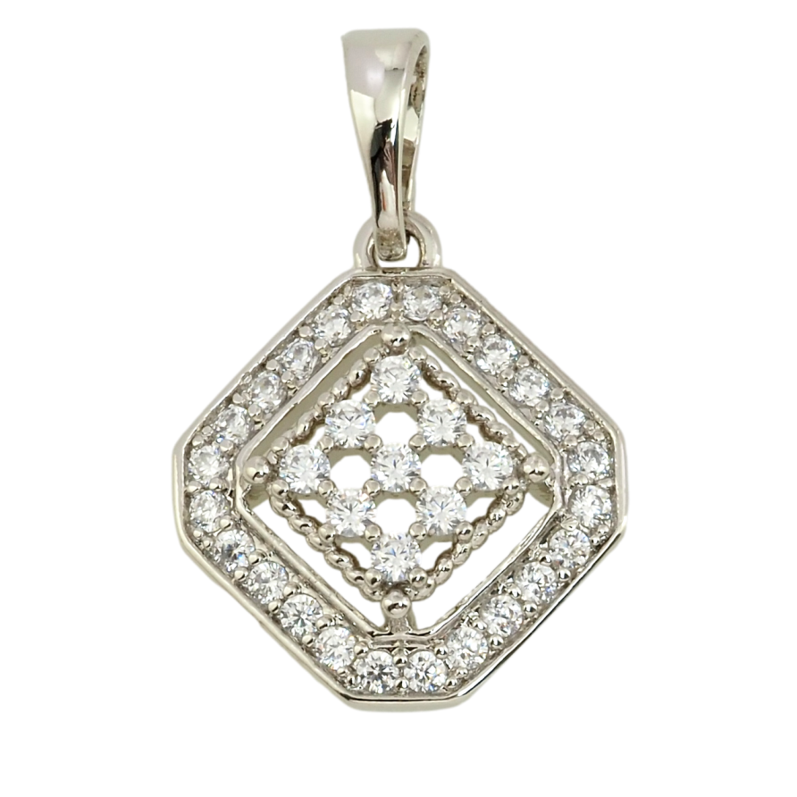 Кулон Xuping Родій Ромб інкрустація цирконієм для ланцюжка до 5мм фото №1 Кулон Xuping Родій Ромб інкрустація цирконієм для ланцюжка до 5мм фото №1