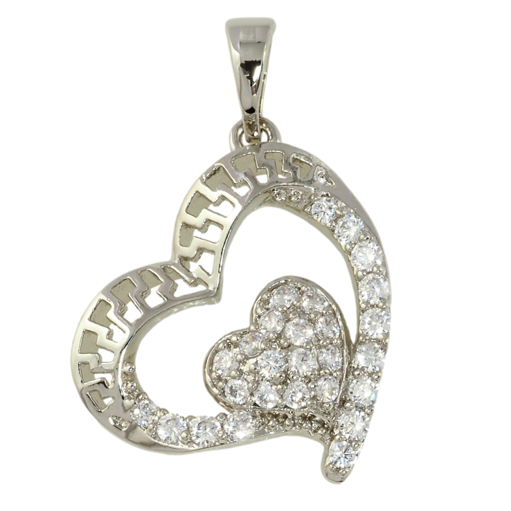 Кулон Xuping Родій Серце інкрустація цирконієм для ланцюжка до 5мм фото №5