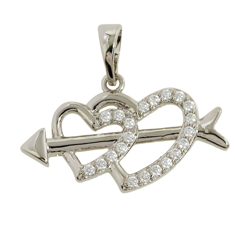 Кулон Xuping Родий Сердца пронзенные стрелой для цепочки до 5мм фото №1 Кулон Xuping Родий Сердца пронзенные стрелой для цепочки до 5мм фото №1