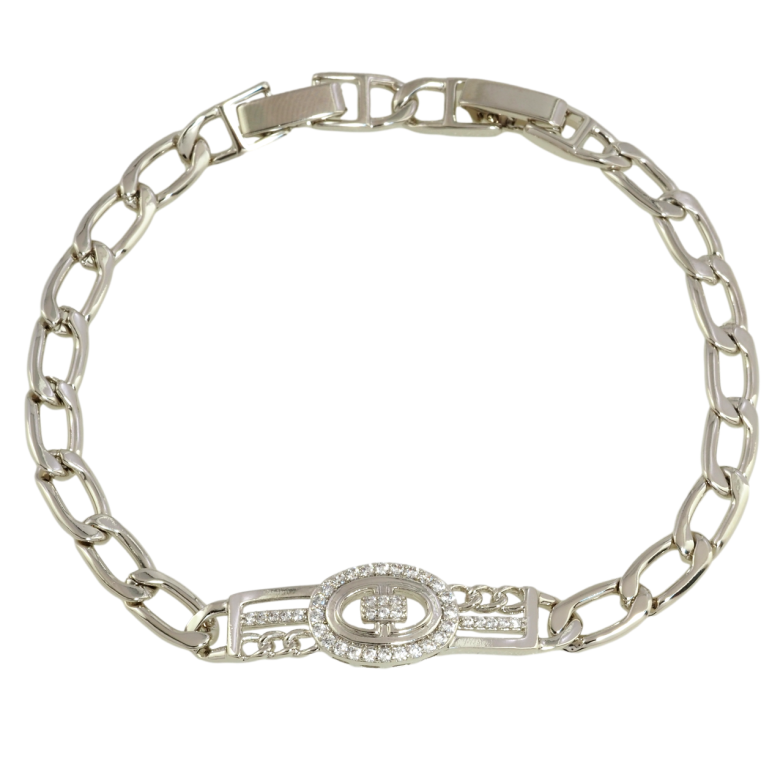 Браслет Xuping Родій Ланцюжок з декоративною вставкою довжина з дод. замком 17.5,19.5см х 6мм фото №1