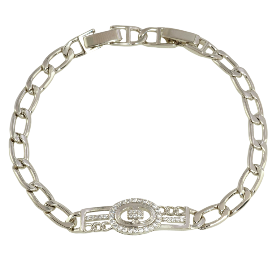 Браслет Xuping Родій Ланцюжок з декоративною вставкою довжина з дод. замком 17.5,19.5см х 6мм фото №1