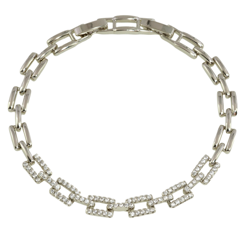 Браслет Xuping Родий Узор с инкрустацией цирконием длина с доп.замком 17,19см х 6мм фото №1 Браслет Xuping Родий Узор с инкрустацией цирконием длина с доп.замком 17,19см х 6мм фото №1