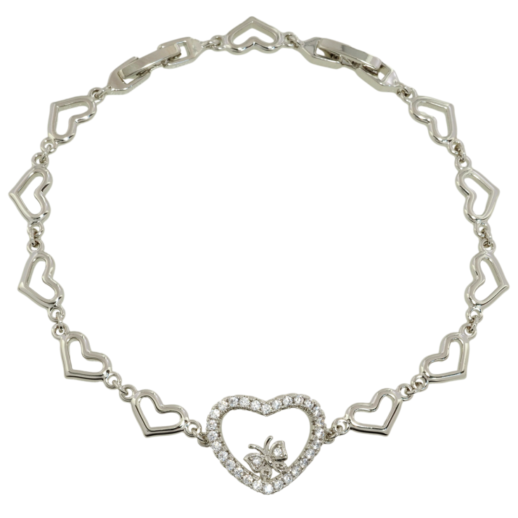 Браслет Xuping Родій Візерунок серця довжина з дод. замком 18,21см х 7мм фото №4 Браслет Xuping Родій Візерунок серця довжина з дод. замком 18,21см х 7мм фото №4
