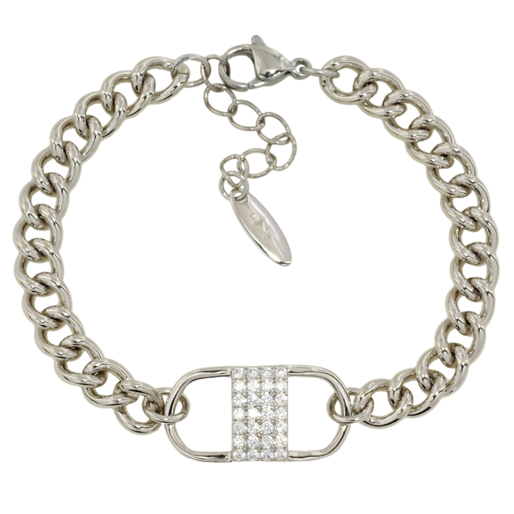 Браслет Xuping Родий Цепочка с декоративной вставкой длина с доп.цепочкой 16-19см х 6мм фото №14