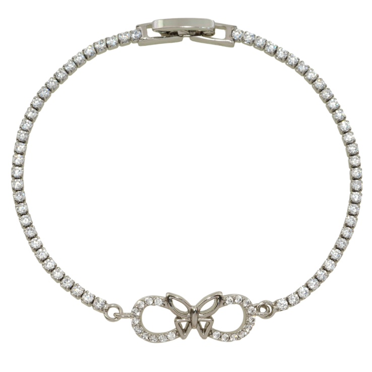 Браслет Xuping Родій Доріжка цирконію з метеликом довжина 17см х 2мм фото №2 Браслет Xuping Родій Доріжка цирконію з метеликом довжина 17см х 2мм фото №2